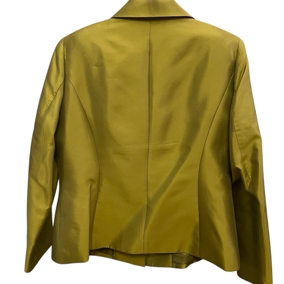 Elegant Moshita Luxe Two-Piece Set – Chartreuse Satin Blazer & Skirt 14 - Picture 3 of 3